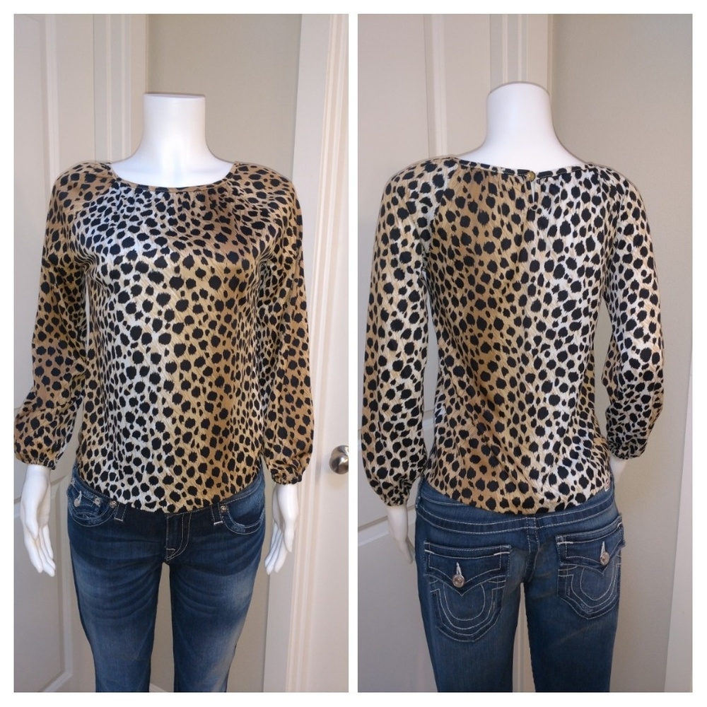 Leopard Peasant Top